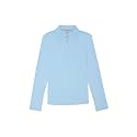French Toast Girls' Uniform Long Sleeve Polo with Picot Collar (Standard &amp; Plus), Light Blue, 18/20 PLUS