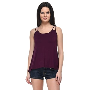 Frenchtrendz Viscose Sleeveless Shoulder Straps Top with