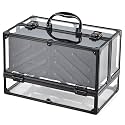FRENESSA Portable Makeup Case Cosmetics Display Cases Toiletry Organizer Box Transparent Acrylic Artists Train Case with 6 Trays Travel Makeup Tools Storage for Vanity Counter Dresser Organizer Black