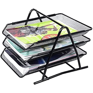 file tray rack abs plastics  foldable office desk accessories  durable amp sturdy  easy assembly  efficient organizer  plastic office stationery files layer rack 3 layer - metal