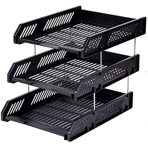 frenyear plastic office stationery 3 layer plastic office filesletterdocument desk organizer file rectangular tray basket black