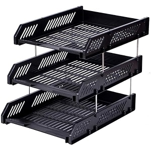 file tray rack abs plastics  foldable office desk accessories  durable amp sturdy  easy assembly  efficient organizer  plastic office stationery files layer rack -3layerblack