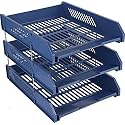 File Tray Rack ABS Plastics | Foldable Office Desk Accessories | Durable & Sturdy | Easy Assembly | Efficient Organizer | Plastic Office Stationery Files Layer Rack (3 Layer)
