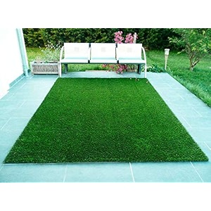 fresh from loom 35 mm artificial green grass high density premium lawn turf  indoor amp outdoor use carpet  washable grass dust amp waterproof mat  skin friendly size - 55 x 7 feet