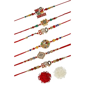 fresh from loom set of 6-piece rakhi for brother with roli chawal  handcrafted-local artisian  men rakshabandan gifts from sister  rakhis for brothers bhabhi kids set of 6 pc