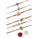 FRESH FROM LOOM Set Of 6-piece Rakhi for Brother with Roli Chawal | Handcrafted-Local Artisian | Men Rakshabandan Gifts from Sister | Rakhis for Brothers Bhabhi Kids (Set of 6 pc)