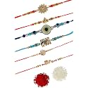 FRESH FROM LOOM Set Of 6-piece Rakhi for Brother with Roli Chawal | Handcrafted-Local Artisian | Men Rakshabandan Gifts from Sister | Rakhis for Brothers Bhabhi Kids (Set of 6 pc)