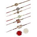 FRESH FROM LOOM Set Of 6-piece Rakhi for Brother with Roli Chawal | Handcrafted-Local Artisian | Men Rakshabandan Gifts from Sister | Rakhis for Brothers Bhabhi Kids (Set of 6 pc)