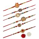 FRESH FROM LOOM Set Of 6-piece Rakhi for Brother with Roli Chawal | Handcrafted-Local Artisian | Men Rakshabandan Gifts from Sister | Rakhis for Brothers Bhabhi Kids (Set of 6 pc)