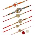 FRESH FROM LOOM Set Of 6-piece Rakhi for Brother with Roli Chawal | Handcrafted-Local Artisian | Men Rakshabandan Gifts from Sister | Rakhis for Brothers Bhabhi Kids (Set of 6 pc)