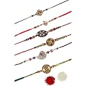 FRESH FROM LOOM Set Of 6-piece Rakhi for Brother with Roli Chawal | Handcrafted-Local Artisian | Men Rakshabandan Gifts from Sister | Rakhis for Brothers Bhabhi Kids (Set of 6 pc)