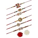 FRESH FROM LOOM Set Of 6-piece Rakhi for Brother with Roli Chawal | Handcrafted-Local Artisian | Men Rakshabandan Gifts from Sister | Rakhis for Brothers Bhabhi Kids (Set of 6 pc)