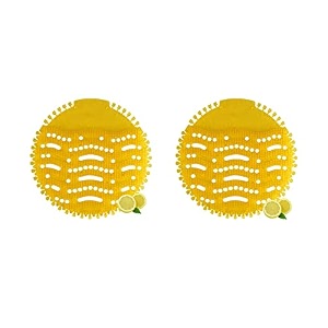 fresh n clean urinal screen anti-splash toilet mat bathroom deodorizer spatter reducing lemon fragrance refresher with air freshener ideal for restrooms in restaurants bars yellow pack of 2