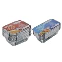 Freshee Aluminium Silver Foil Containers with Lid 250ml &amp; 660ml Disposable Food Containers For Food Delivery and Parcels, 25pcs each