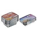 Freshee Aluminium Silver Foil Containers with Lid 250ml &amp; 750ml Disposable Food Containers For Food Delivery and Parcels, 25pcs each