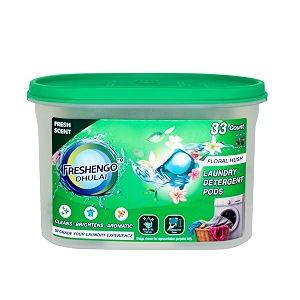 freshengo dhulai 3 benefits in 1 chamber laundry pods 33 units of dissolvable detergent capsules with enzymatic wash for stain removal fabric care amp long lasting fragrance
