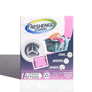 freshengo 123wash laundry liquid detergent pods for top amp front load washing machine sensual twist long-lasting fragrance laundry pods - 15 pods