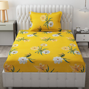 freshfromloom microfiber single flat 144 tc solid 1 bedsheet with 2 pillow covers
