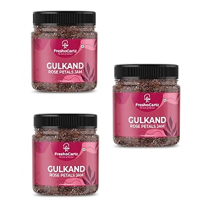 freshocartz himalyan gulkand  rose petal jam  100 sun-cooked pure no artificial flavours  digestive amp healthy rose gulkand - jar pack 400g pack of 3