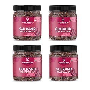 freshocartz himalyan gulkand  rose petal jam  100 sun-cooked pure no artificial flavours  digestive amp healthy rose gulkand - jar pack 400g pack of 4