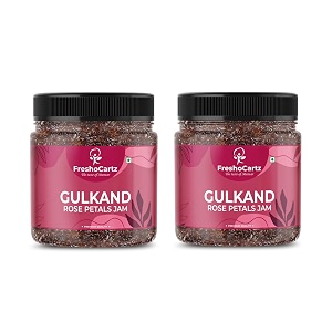 freshocartz himalyan gulkand  rose petal jam  100 sun-cooked pure no artificial flavours  digestive amp healthy rose gulkand - jar pack 400g pack of 2