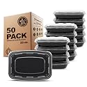 Freshware Meal Prep Containers, 1 Compartment Food Storage Containers with Lids, Bento Box, BPA Free, Stackable, Microwave/Dishwasher/Freezer Safe, 16OZ-50PK (Pack of 6)