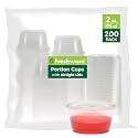 Freshware Plastic Portion Cups with Lids Disposable Plastic-Cups for Meal Prep, Salad Dressing, Jellos Shot &amp; Souffle Cups, Condiment and Dipping Sauce-Cups, 2 oz - 200 sets (Pack of 8)