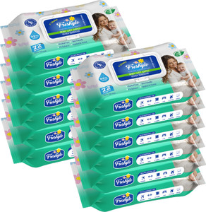 freshylo baby wipes with lid  99 purified water  ph-balanced wet tissues pack of 12