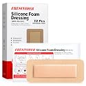 FRESINIDER 2" x 5" Pack of 10 Silicone Foam Wound Dressing - Waterproof Adhesive Bandages with Bordered - Super Absorbent & Breathable for Optimal Wound Care