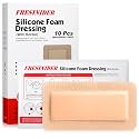 FRESINIDER 4" x 8" Pack of 10 Silicone Foam Wound Dressing - Waterproof Adhesive Bandages with Bordered - Super Absorbent & Breathable for Optimal Wound Care