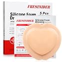 FRESINIDER 7"x7" (Pack of 5) Wound Silicone Sacral Foam Dressing - Sacrum Foam Adhesive with Border - Waterproof Absorbent Breathable Bed Sore Pressure Pads