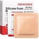 FRESINIDER Large Sacrum Silicone Foam Dressing 6" x 6", 10 Pack – Super Absorbent Silicone Border Dressing for Bed Sores, Sacral Pressure Ulcers &amp; Post-Surgery Care – Waterproof, Breathable &amp; Gentle