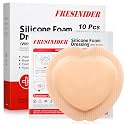 FRESINIDER Sacral Silicone Foam Dressing 7" x 7", 10 Pack, Adhesive Border, Absorbent &amp; Breathable, for Pressure Ulcers, Bed Sores &amp; Wound Care