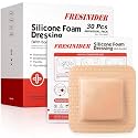 FRESINIDER Silicone Foam Dressing 3" x 3", 30 Pack – Soft Silicone Wound Dressing Pads for Pressure Areas, Ulcers &amp; Post-Surgery Care, Highly Absorbent, Breathable &amp; Gentle on Skin