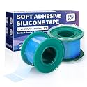 FRESINIDER Silicone Medical Tape – 1" x 1.5 Yard Blue 2 Rolls, Pre-Cut, Waterproof &amp; Repositionable, Pain-Free Removal, Hypoallergenic Adhesive for Sensitive Skin, Wound Care &amp; First Aid Use