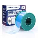 FRESINIDER Silicone Medical Tape – 1" x 5 Yard Blue 1 Roll, Pre-Cut, Waterproof &amp; Repositionable, Pain-Free Removal, Hypoallergenic Adhesive for Sensitive Skin, Wound Care &amp; First Aid Use