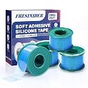 FRESINIDER Silicone Medical Tape – 1" x 5 Yard Blue 4 Rolls, Pre-Cut, Waterproof & Repositionable, Pain-Free Removal, Hypoallergenic Adhesive for Sensitive Skin, Wound Care & First Aid Use