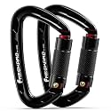 FresKaro UIAA Certified 25KN Auto Locking Climbing Carabiner Clips, Twist Lock, and Heavy Duty Carabiners for Rock Climbing, Rappelling, and Mountaineering, D Shaped