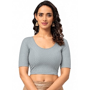 Fressia Fabrics Womens Black Cotton Stretchable Readymade