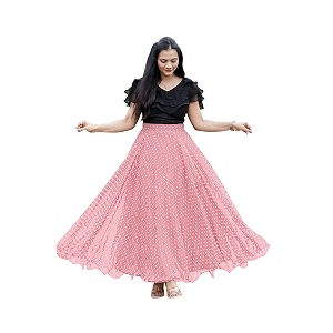 women39s georgette regular fit top and skirt set with elegant design  super soft trendy outfit