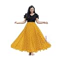 Women’s Lycra Top with Georgette Skirt Set | Polka Dot Print | Flared Long Maxi Skirt | Garba Wear Stylish Full Length Outfit for Women