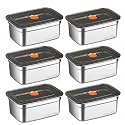 Fridge Storage Box Stainless Steel Food Storage Containers | Food Grade, Leakproof Kitchen Organizer | Freshness Locking, Microwavable &amp; Freezer Safe (1500 ML Pack of 6)
