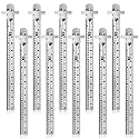 Frienda 10 Pcs 6 Inch Metal Pocket Ruler Mini Stainless Steel Clip Scale
