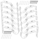 Frienda 12 Pack Curtain Rod Brackets Adjustable Wall Mounts, Matt White