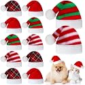 Frienda 12 Pcs Christmas Dog Santa Hat Soft Plush Pet Cat,Mixed Pattern