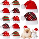 Frienda 12 Pcs Christmas Dog Santa Hat Soft Plush Pet Cat,Vibrant Pattern