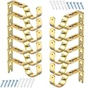 Frienda 12 Pcs Curtain Rod Brackets Adjustable Wall Mounts, Bright Gold