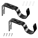 Frienda 2 Pack Curtain Rod Brackets Adjustable Wall Mounts, Classic Black