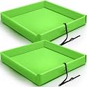 Frienda 2 Pcs Folding Duck Pond 4' x 4' x 6" Portable Heavy Duty PVC Leak Containment Tray for Oil Changes, Generator Fueling, Vehicle Maintenance, Duck Pool, Pig Cooling Pool & Pet Bath(Green)