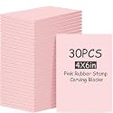 Frienda 30 Pcs 4" x 6" Rubber Linoleum Block for Printmaking, Pink